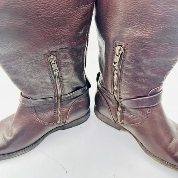 Vintage Frye Phillip Real Leather Buckle Riding Boots 3476844 Brown Womens 7B - Picture 6 of 8